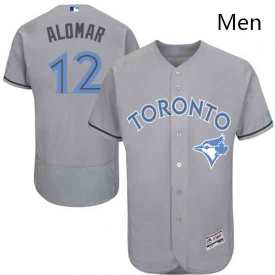 Mens Majestic Toronto Blue Jays 12 Roberto Alomar Authentic Gray 2016 Fathers Day Fashion Flex Base Jersey